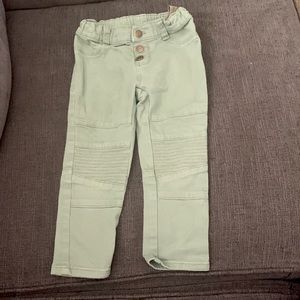 Girl's 3T Pants- Stretch, Adjustable Waistband, Light Olive